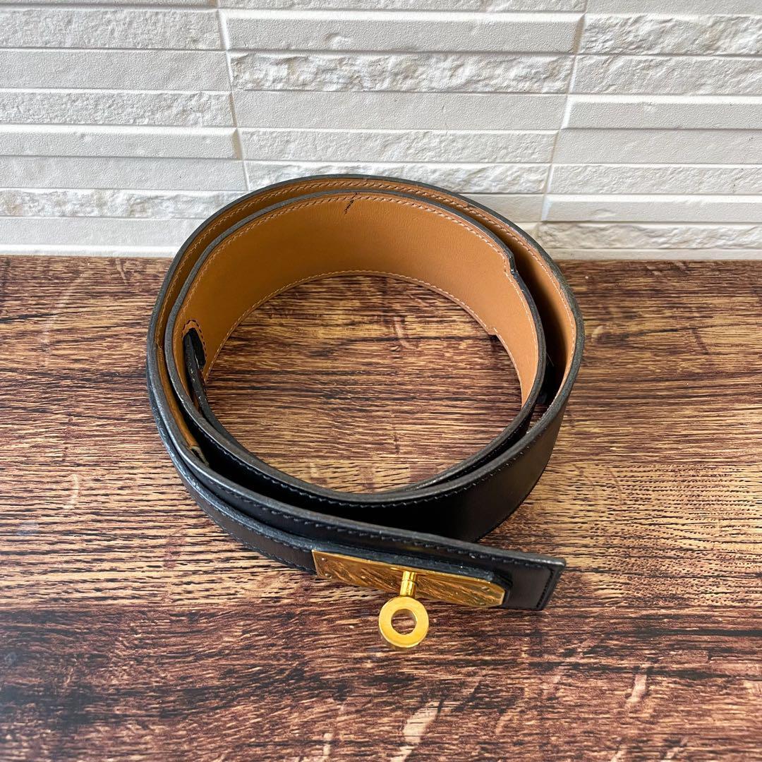 良品 エルメス ケリー ベルト レザー ゴールド 金具 ターンロック