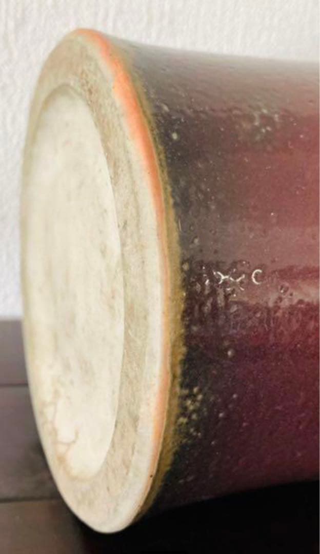 【希少品】時代物　赤珊瑚釉鈞窯大花瓶　古美術y206