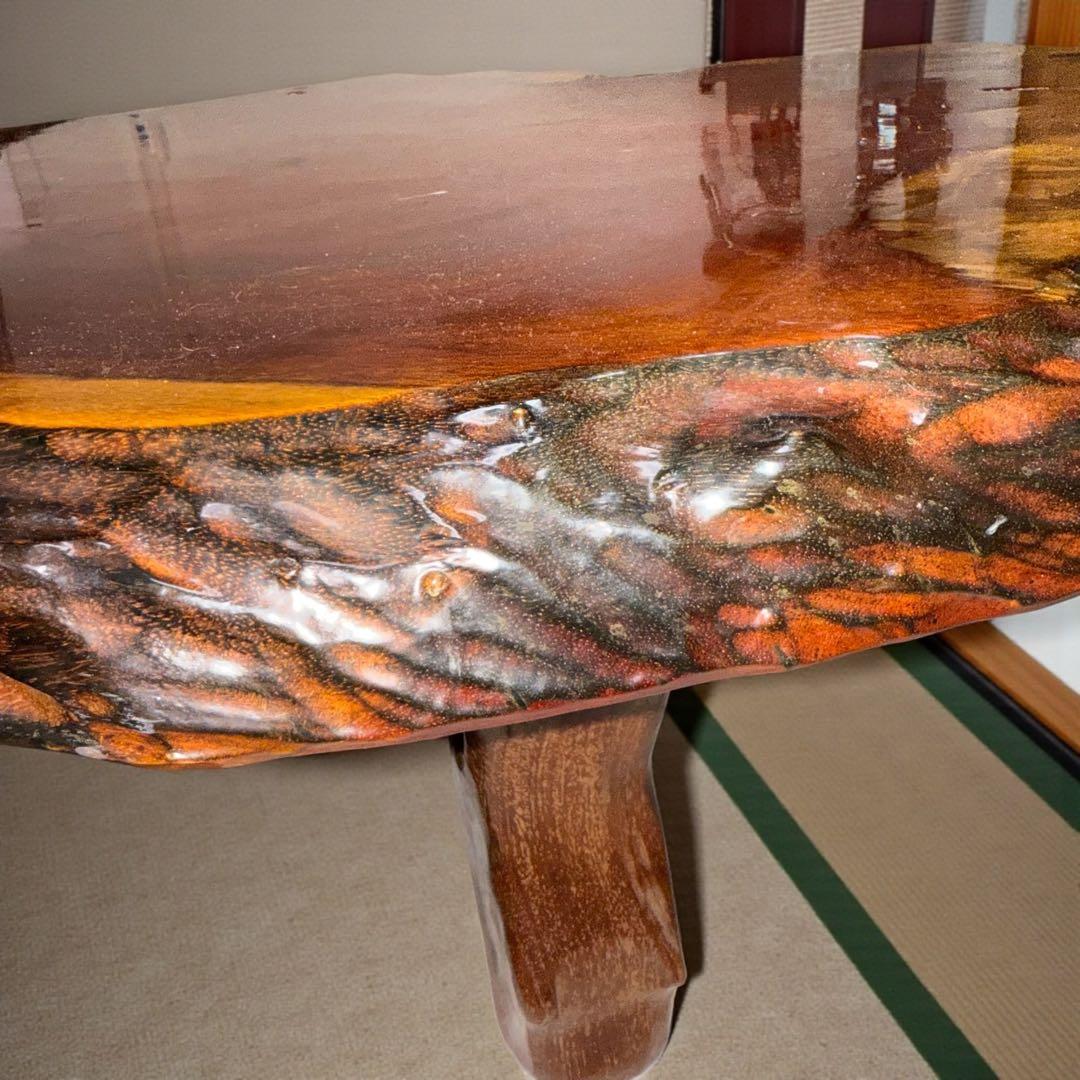 【一点物】花梨 瘤杢 一枚板 座卓｜和室・洋室どちらにも映える高級ローテーブル