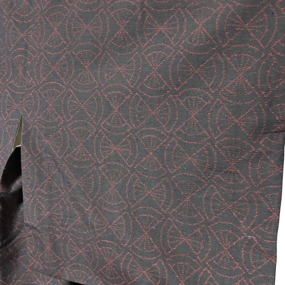 正絹 紬　信州紬風・ぜんまい紬風　幾何学文様 創作紬　フルセット　専門店