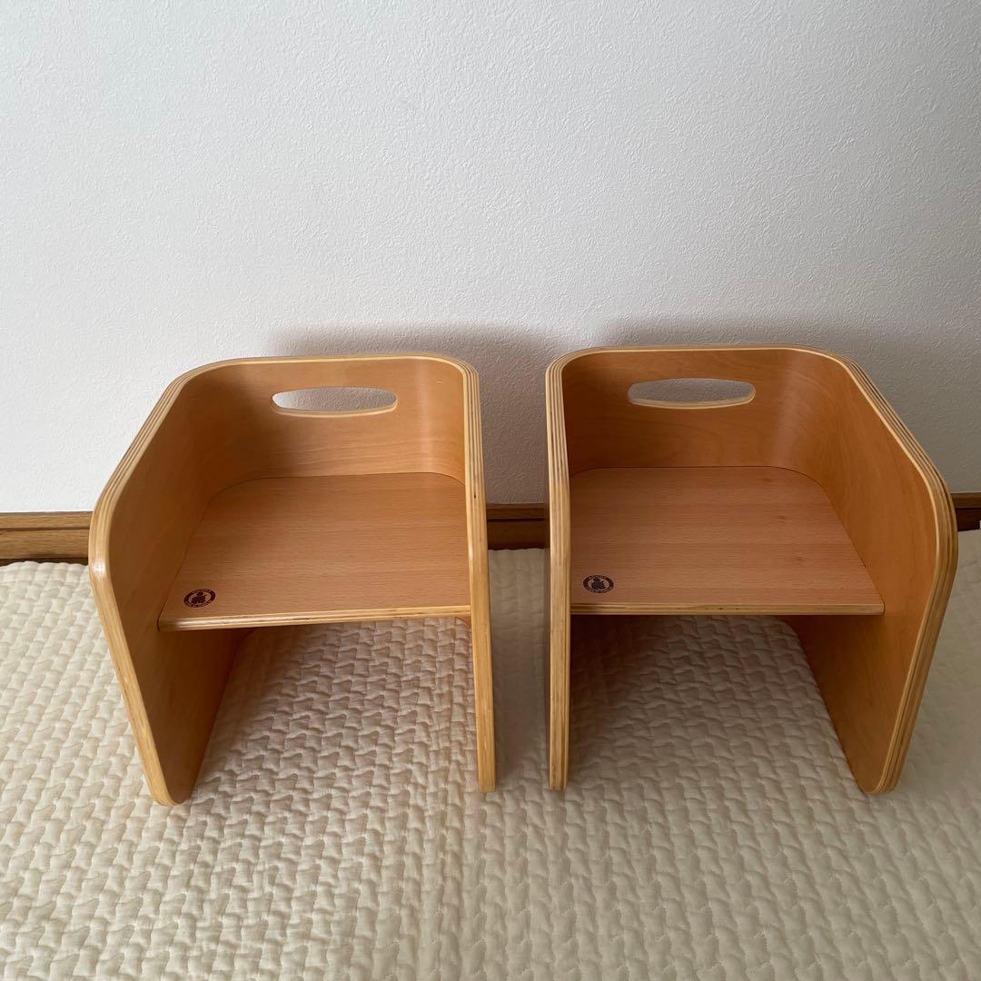 ＊美品＊HOPPL ホップル コロコロチェア 木製 キッズチェア 2脚セット