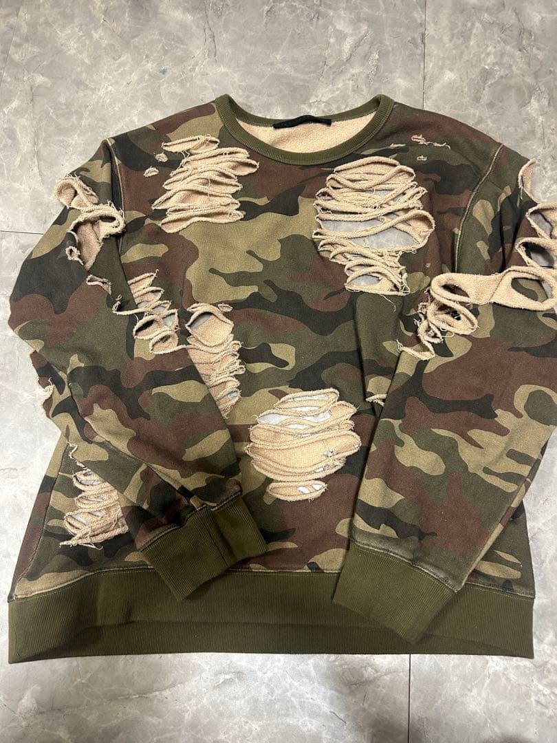 トップス JUN NAKAYAMA DISTRESSED CREWNECK