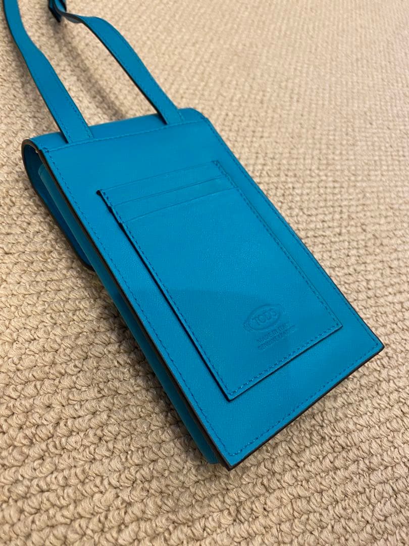 新品未使用⭐︎TODS スマホショルダー　モバイルフォンホルダー　ブルーレザー