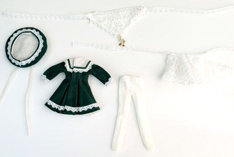 【ピコニーモP専用】レースセーラーワンピース ダークグリーン 889