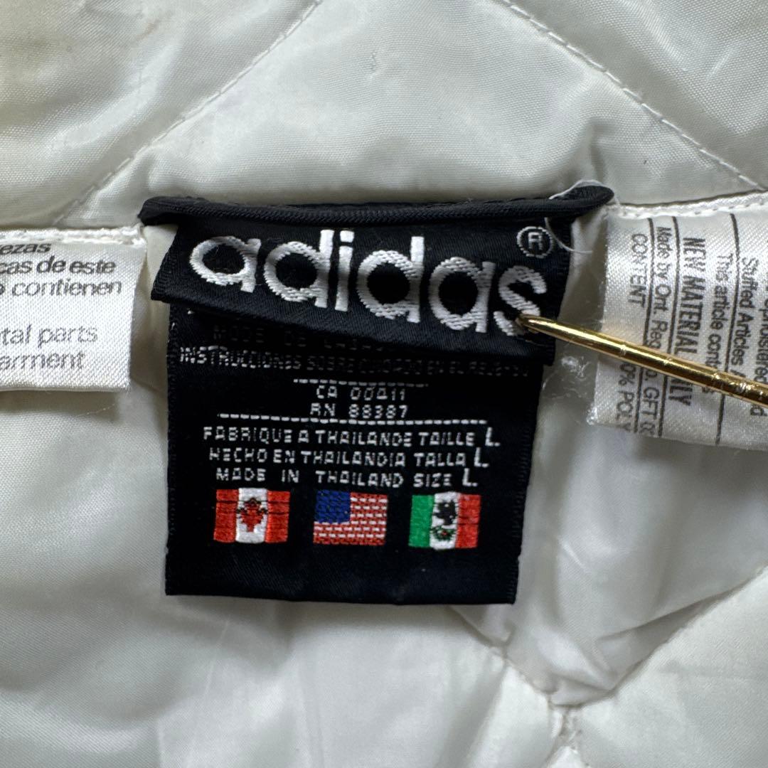 adidas古着90s 中綿フードジャケット トレフォイル刺繍ロゴY2K U7