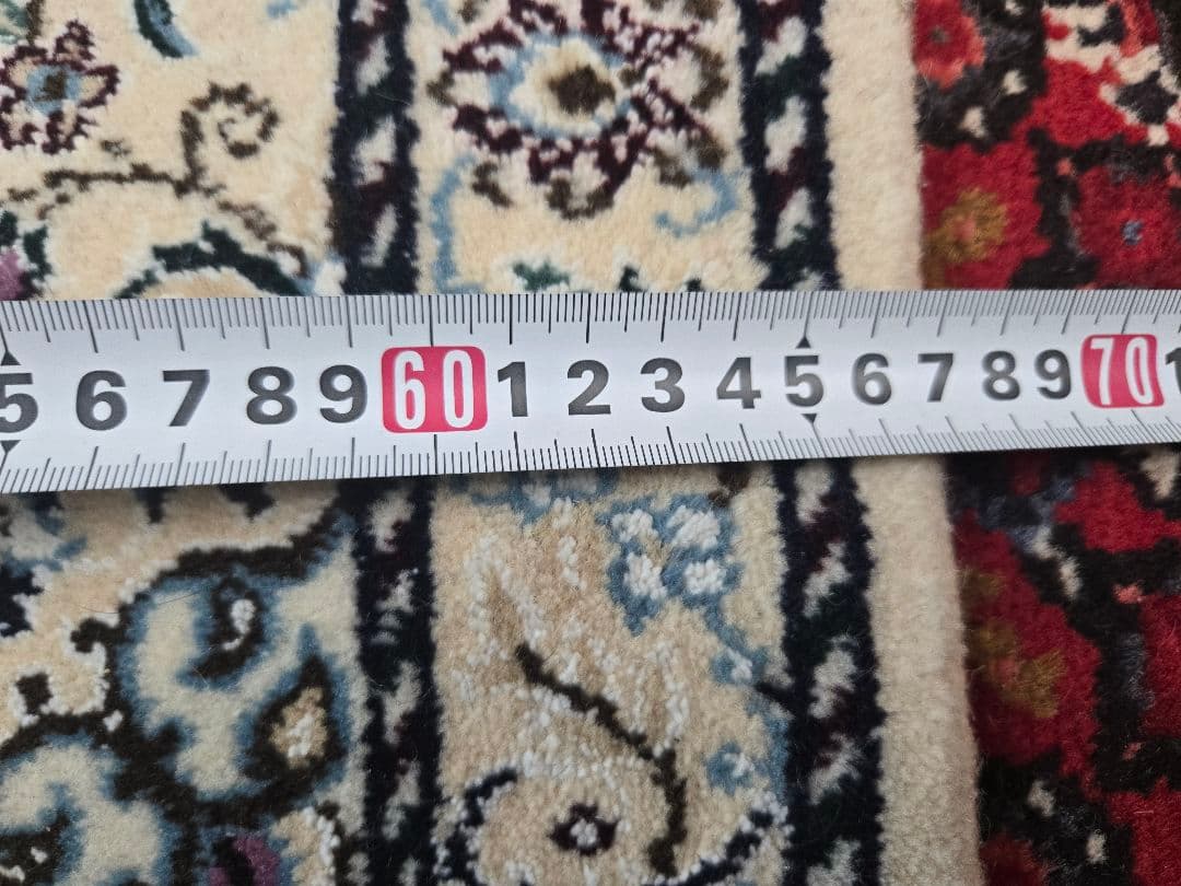 新品ペルシャ絨毯ナイン産 玄関マット 100%手織り本物 95×67 オススメ