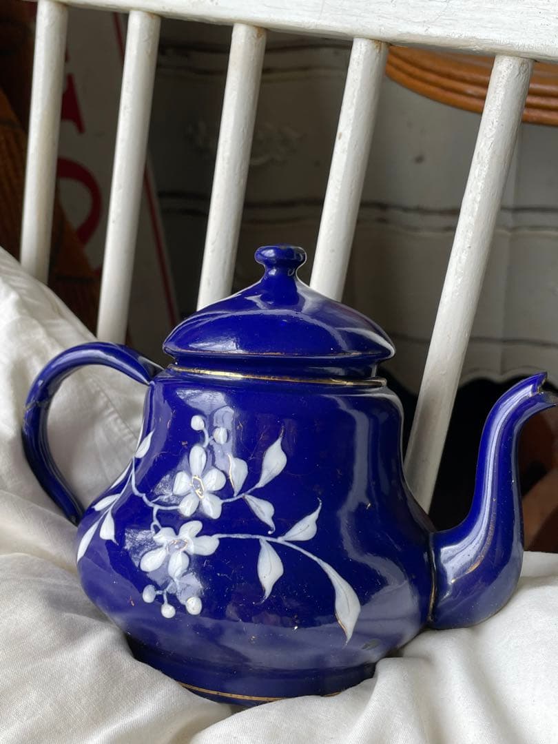 フランス　アンティーク　ホーロー　ティー　ポット　コーヒー　ポット　手書き　レア