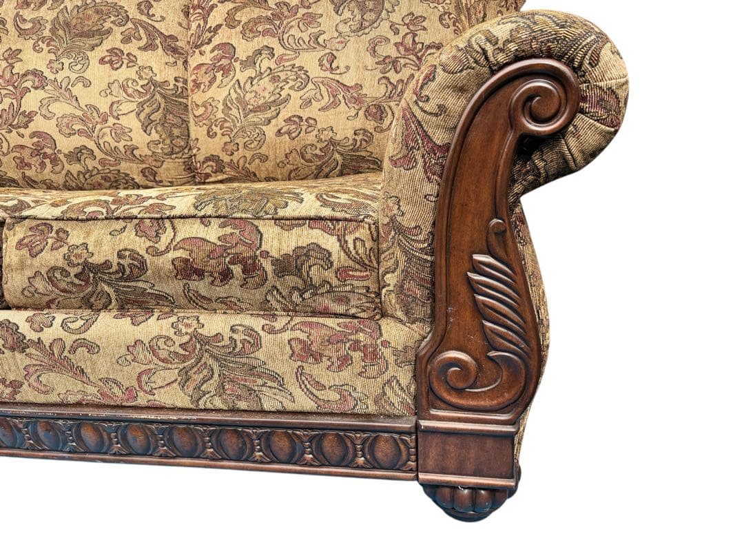 Ashley花柄デザイン 3人掛けソファベッド美品