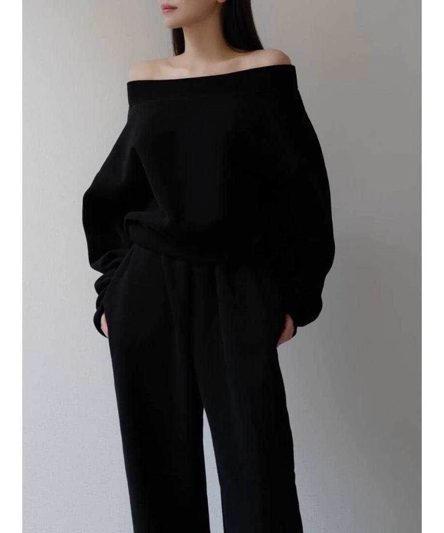 maison celon オフショルダー スウェット セットアップ 黒