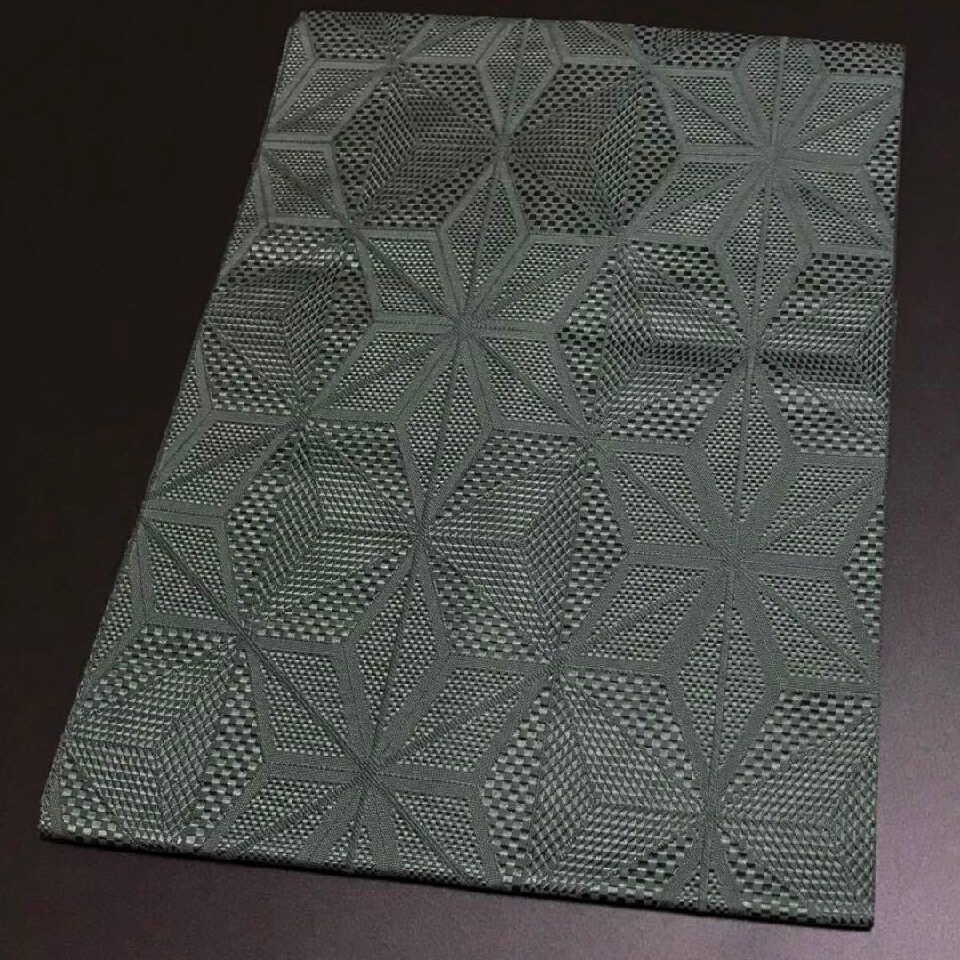 ［6474］名古屋帯 美品 本場筑前博多織 麻の葉地紋 八寸 正絹 着物