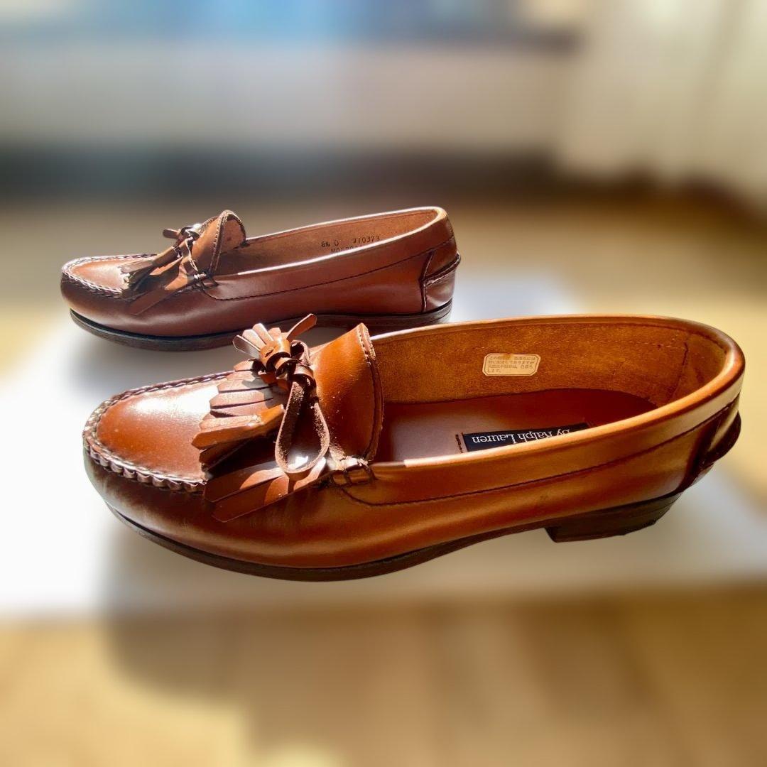 ★ＵＳＡ製 ラルフローレン★ タッセル フリンジ ローファー US8.5 茶色