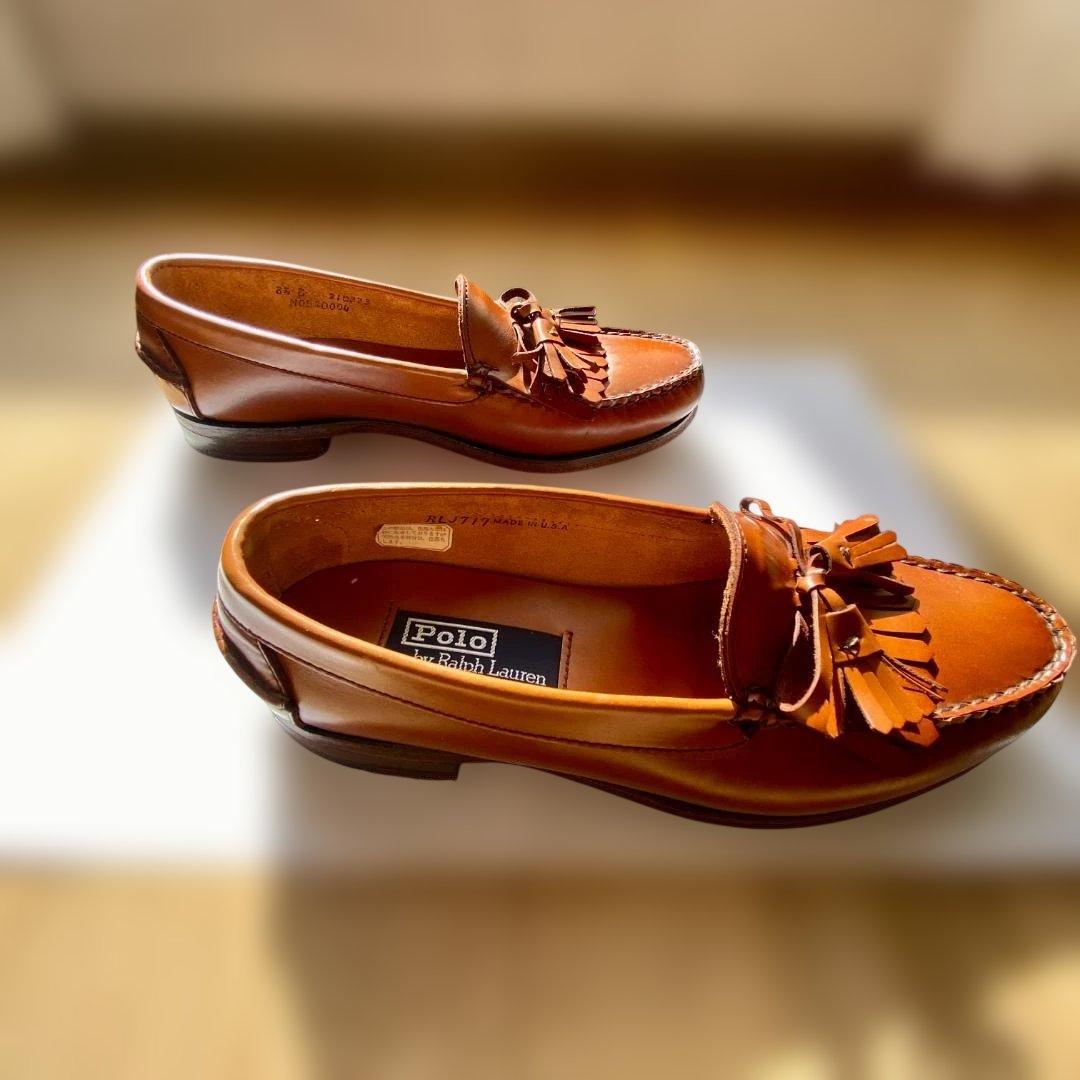 ★ＵＳＡ製 ラルフローレン★ タッセル フリンジ ローファー US8.5 茶色