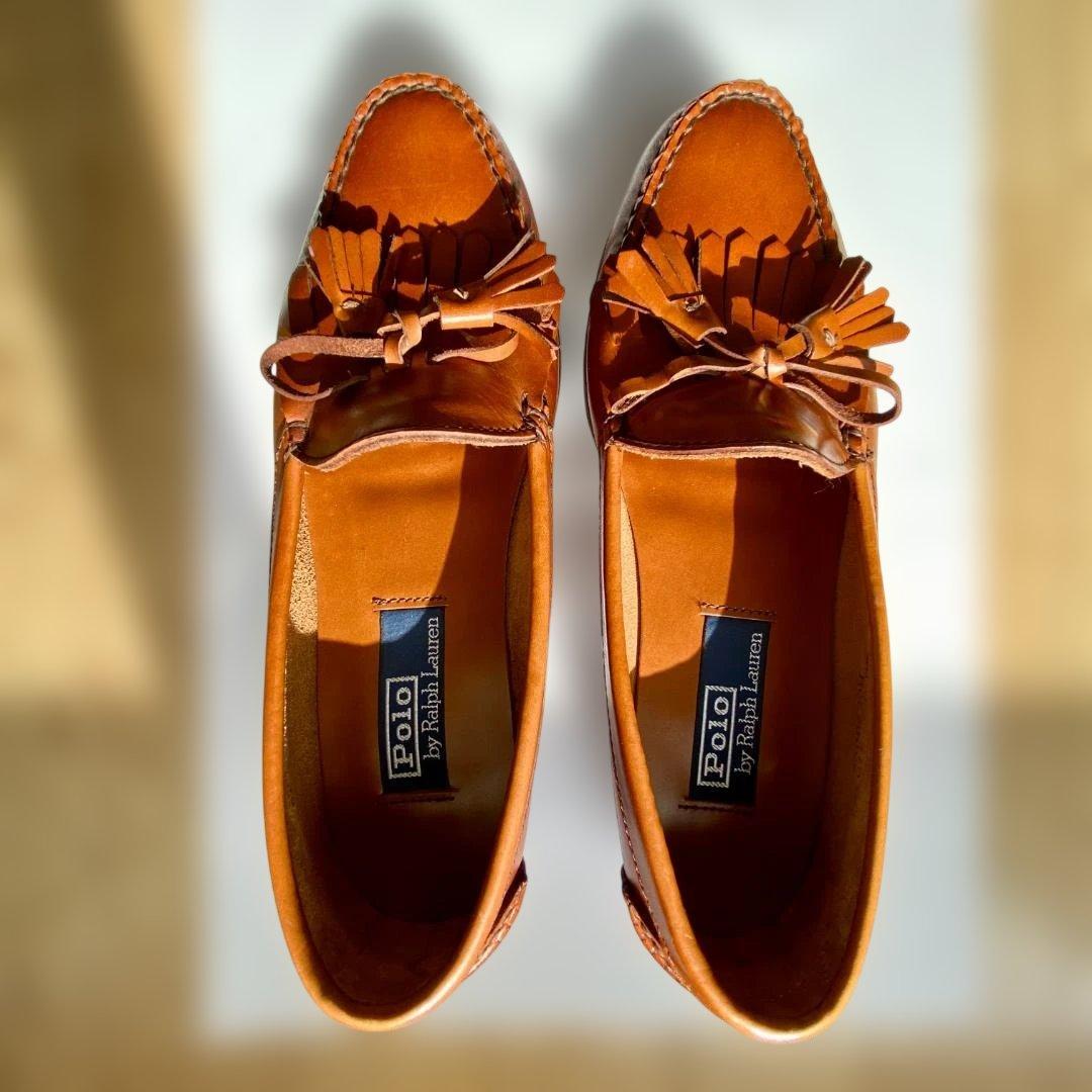 ★ＵＳＡ製 ラルフローレン★ タッセル フリンジ ローファー US8.5 茶色