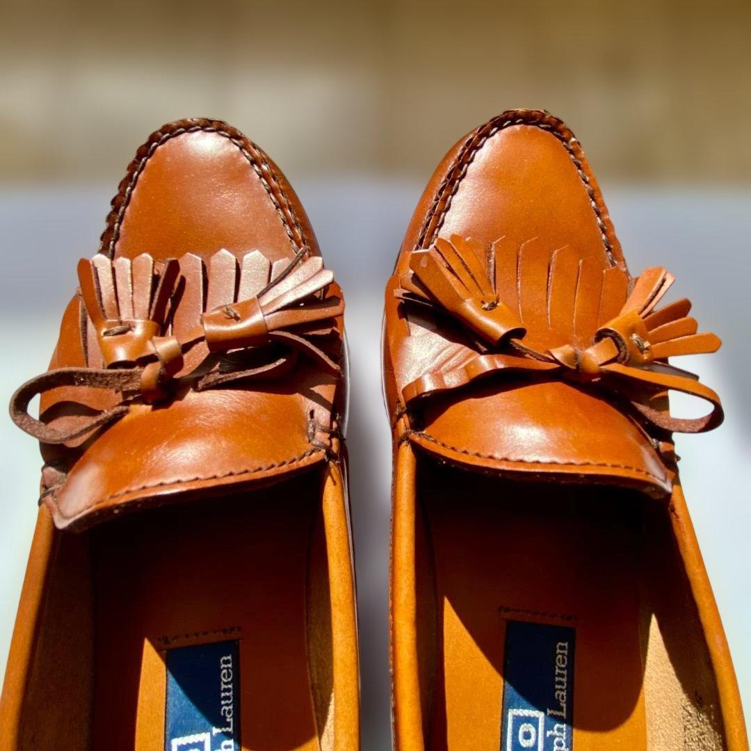 ★ＵＳＡ製 ラルフローレン★ タッセル フリンジ ローファー US8.5 茶色