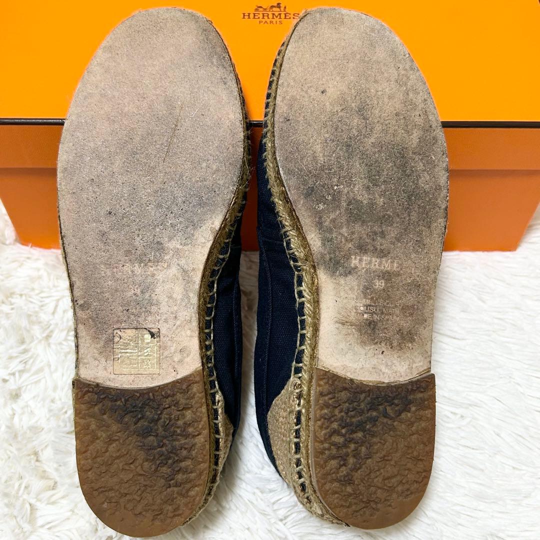 【良品】HERMES エルメス エスパドリーユ フラットシューズ