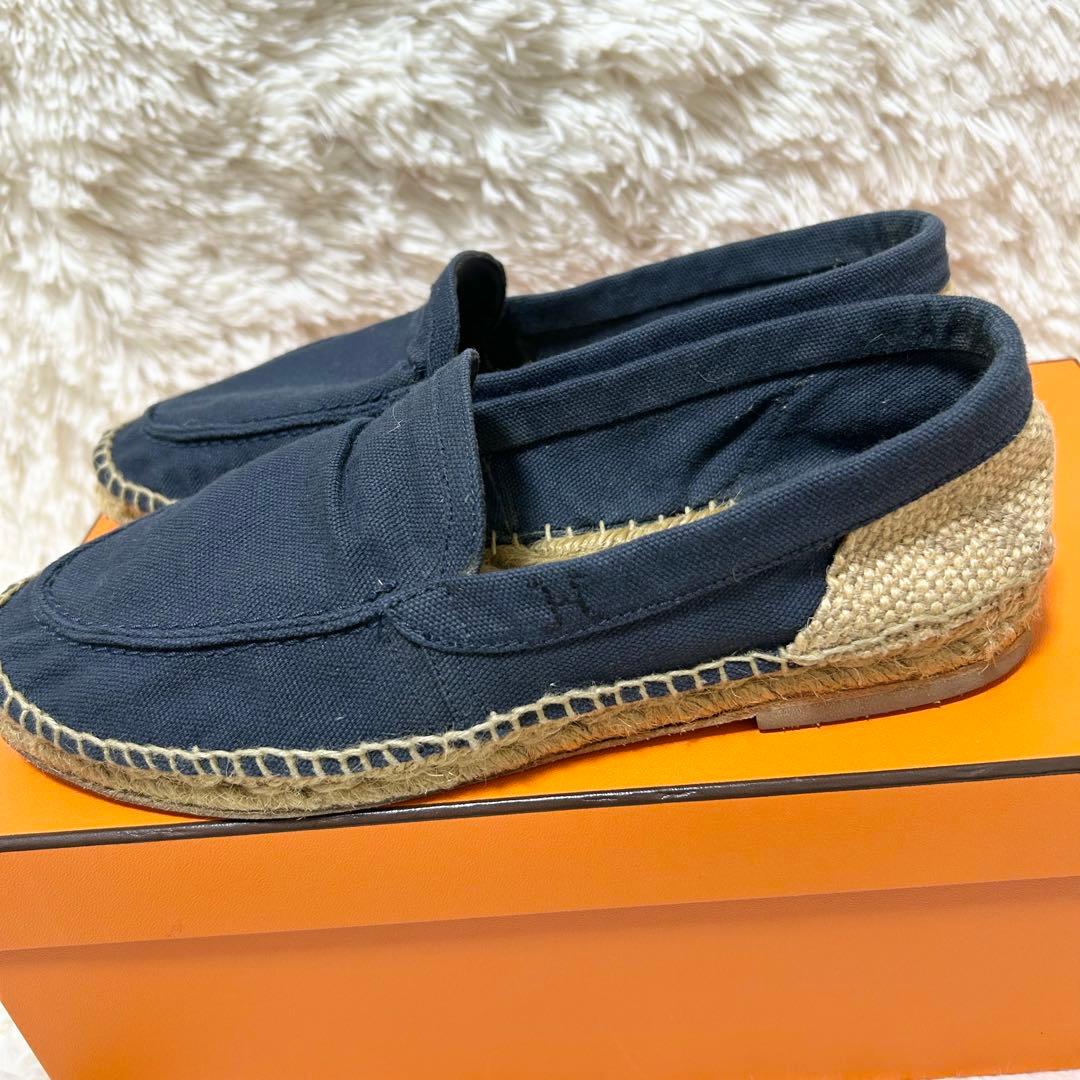 【良品】HERMES エルメス エスパドリーユ フラットシューズ