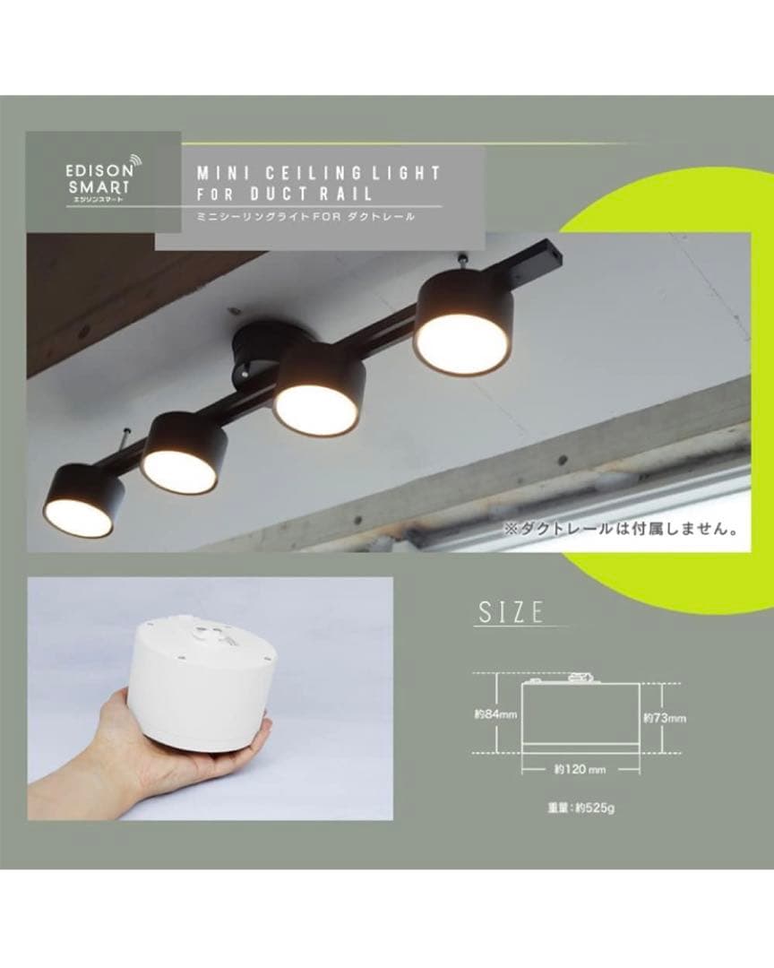 【2個】エジソンスマート ミニシーリングライト スマート照明 ダクトレール用