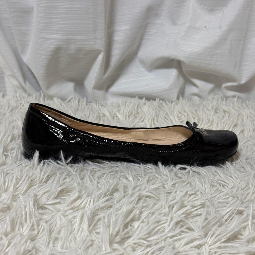 極美品✨PRADA プラダ　リボンパンプス　フラットパンプス　ブラック　37