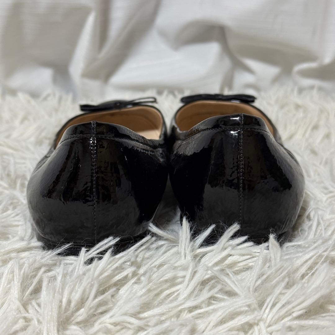 極美品✨PRADA プラダ　リボンパンプス　フラットパンプス　ブラック　37