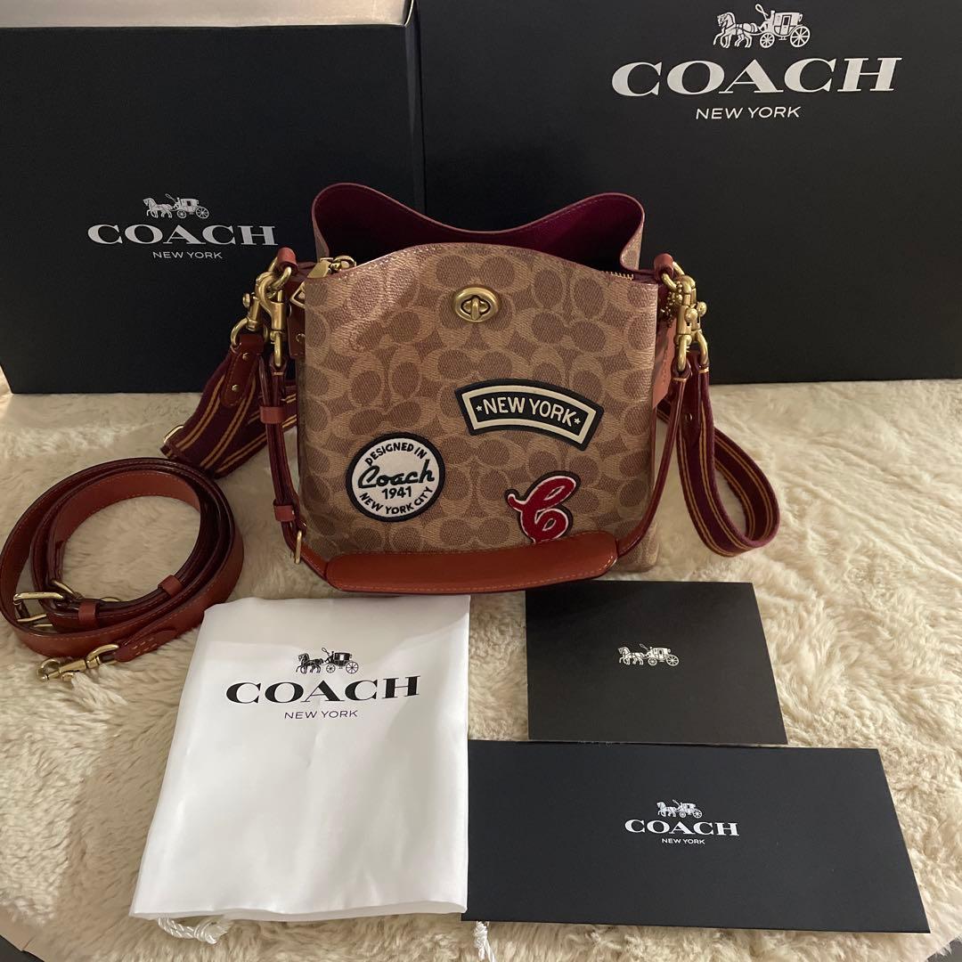 コーチウィロウバケットバッグ　レキシーショルダーバッグ　シグネチャー×レキシー