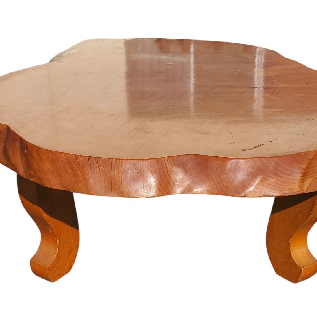 送料込 昭和 レトロ 天然木 一枚板 テーブル 座卓 アンティーク