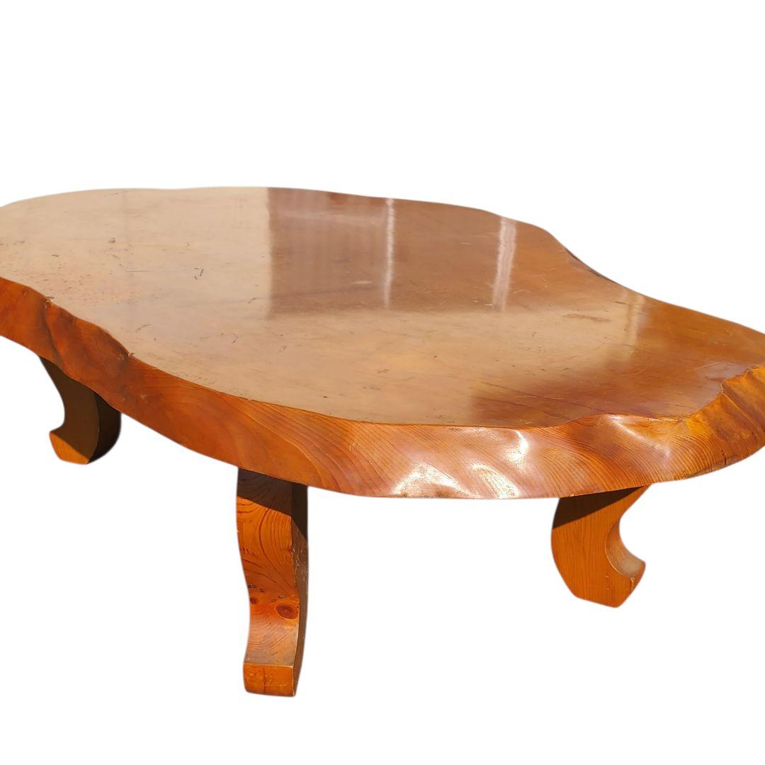 送料込 昭和 レトロ 天然木 一枚板 テーブル 座卓 アンティーク