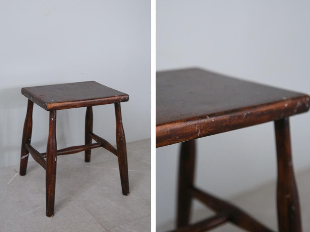 英国アンティーク木製スツール/椅子イス/チェア/花台/飾り棚(79-464)