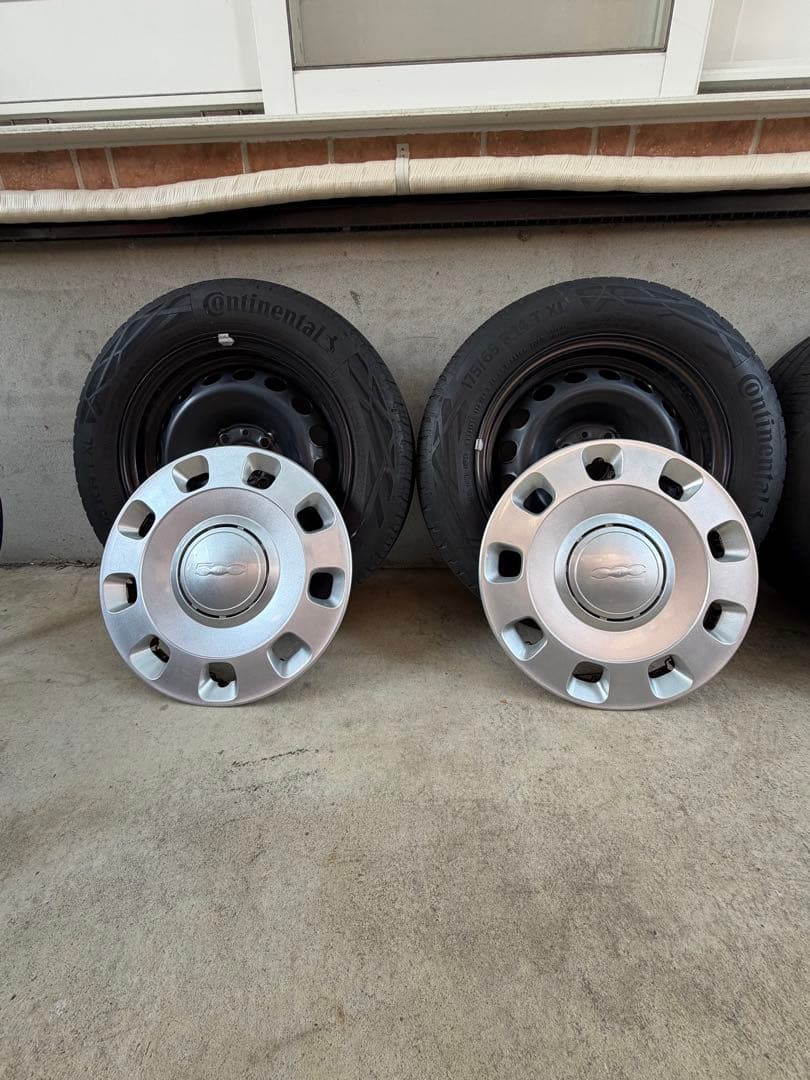 Fiat500純正スチールホイール4本セット フィアット500 ホイールカバー付