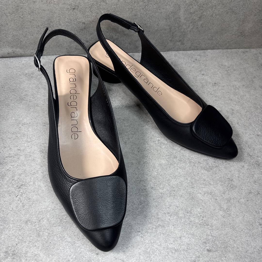 新品！グランデグランデ　26.5 ミュール　ポインテッド　ビジューレザーパンプス