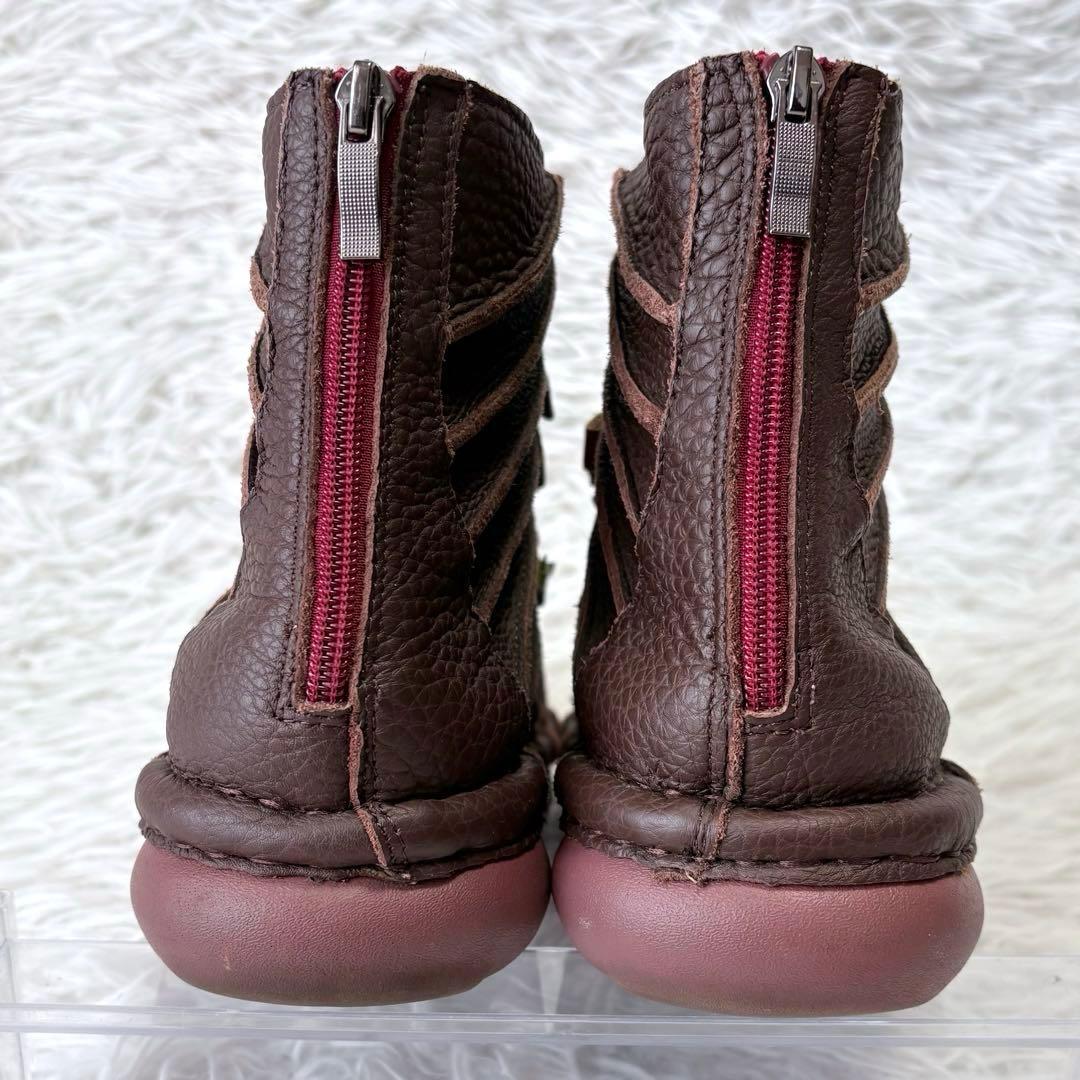 Estacion エスタシオン 本革リボンモチーフショートブーツ ブラウン L