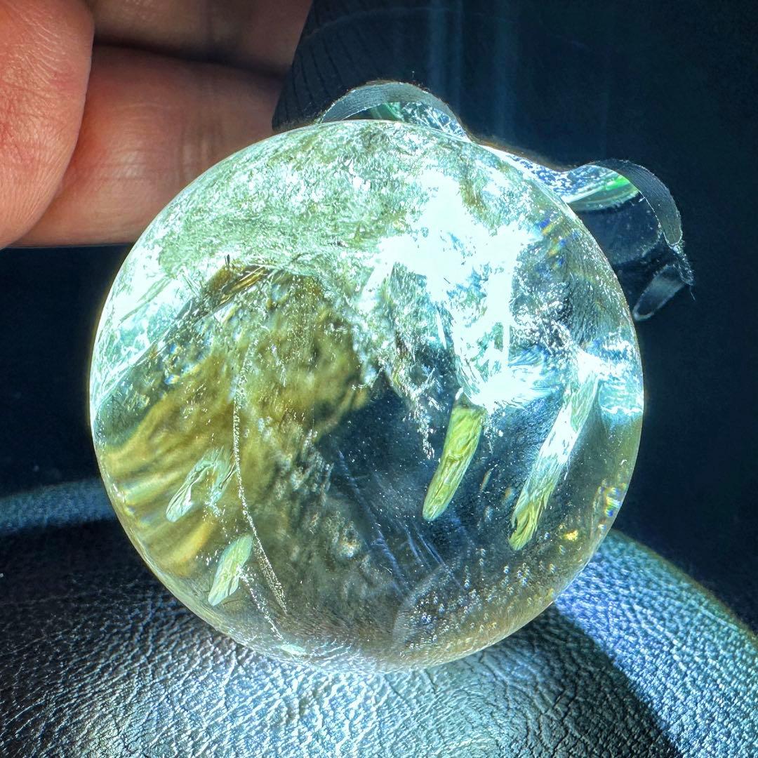 【開運 魔除】レインボースモーキーシトリン ブルーエンジェルラダー丸玉A1317