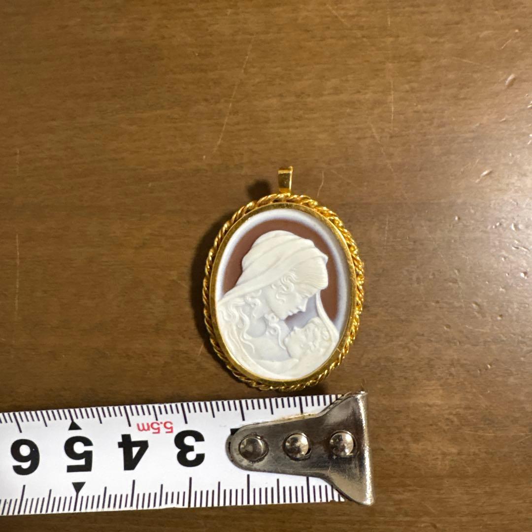 値下げ@カメオ　k18刻印あり　ブローチ