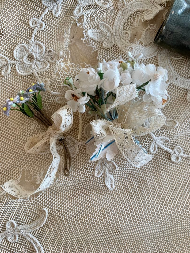 フランスアンティークジャルディニエール布花＆キャンドルホルダー＆オランダプレート