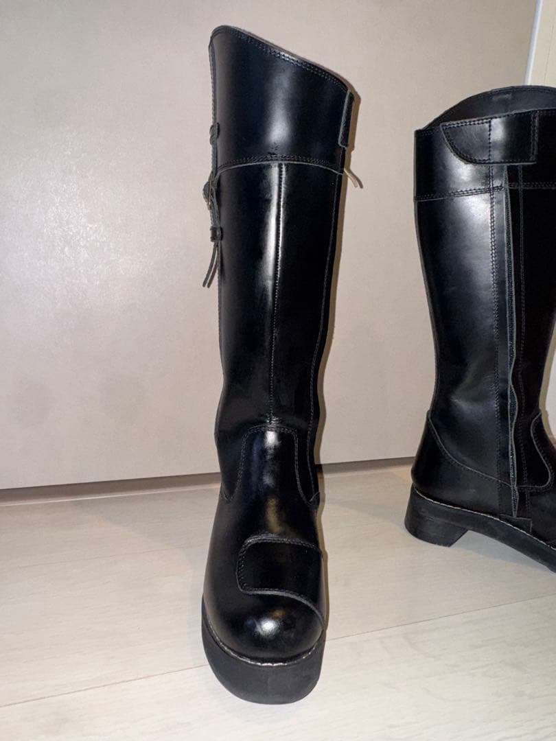 ピーコック厚底 ロングブーツ 本革バイクブーツ