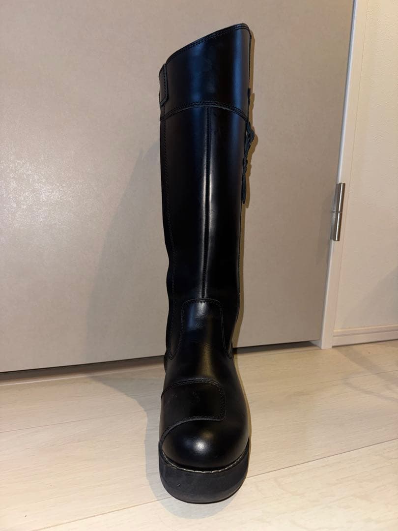 ピーコック厚底 ロングブーツ 本革バイクブーツ