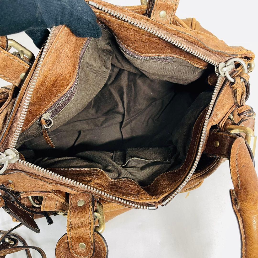 希少 Chloé クロエ パディントン レザー ハンドバッグ パドロック 茶