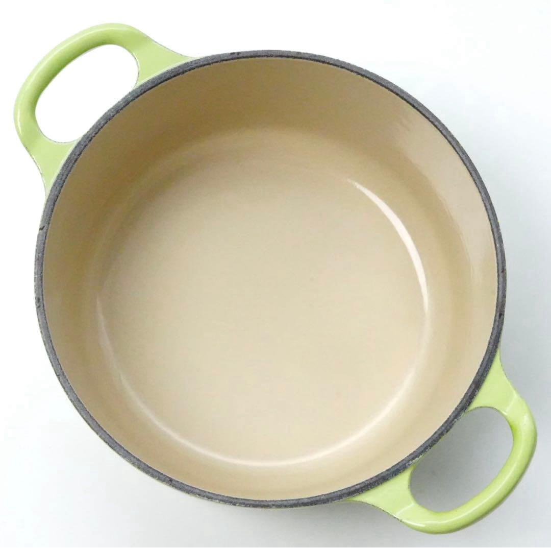 【美品】LE CREUSET　ココット ロンド フルーツグリーン　16cm