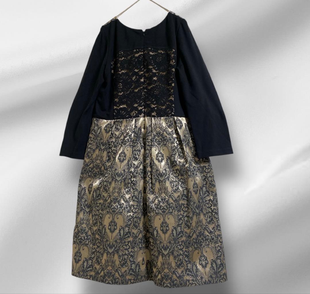 大きいサイズ！super Beauty/カメリアモチーフ上品ワンピース44