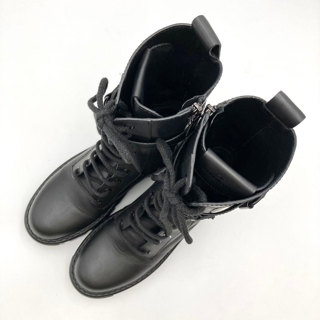 HOLIC✨ ヴァレンティノ キャンプサイト ブーツ 黒 Vロゴ 36.5