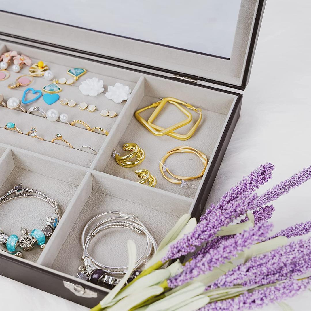 多仕切りジュエリーボックス 透明ガラス蓋