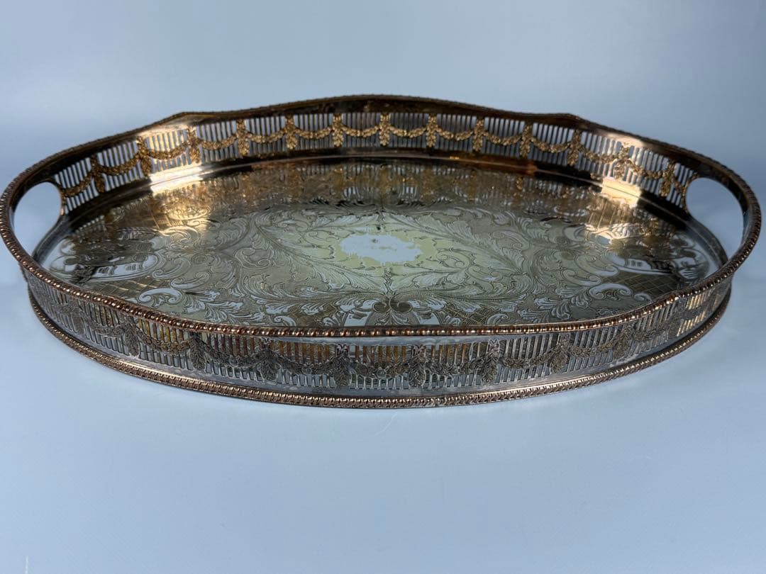 楕円形サービングトレイ 純銀メッキ(ALPHA PLATE ENGLAND製)