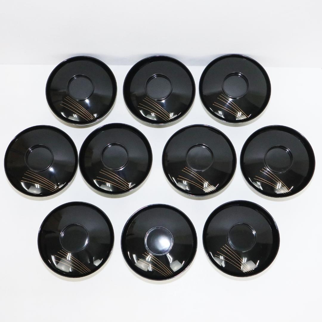 吸物椀　金彩　蒔絵 鶴 縁起物　木製　10客