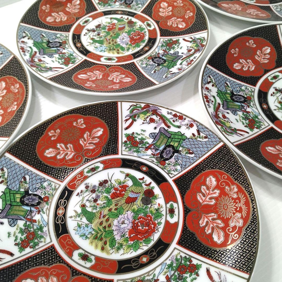 古伊万里 金襴手 金彩 色絵 色錦 花鳥文様 豪華絢爛 中皿 大皿 22cm