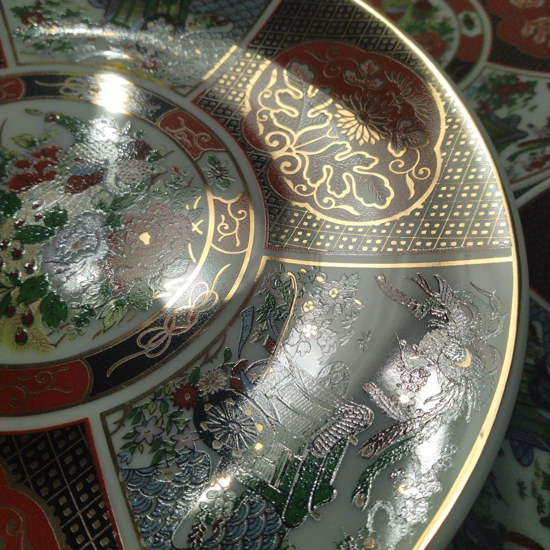 古伊万里 金襴手 金彩 色絵 色錦 花鳥文様 豪華絢爛 中皿 大皿 22cm