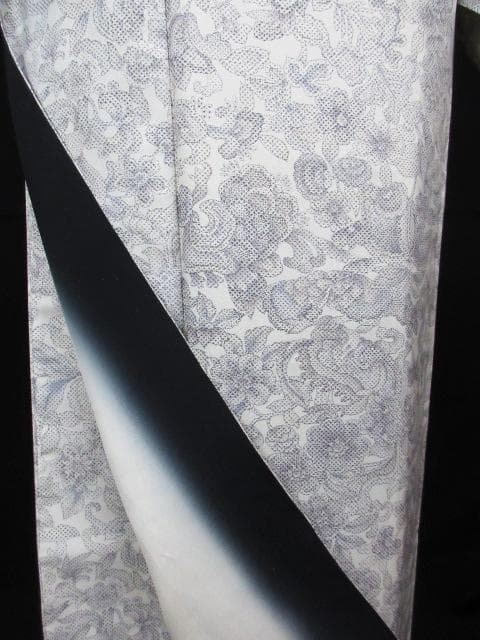 着用少ない！白大島＊本場縞大島紬＊アラベスク＆動物＊着物＊１６４ｃｍ＊裄６３