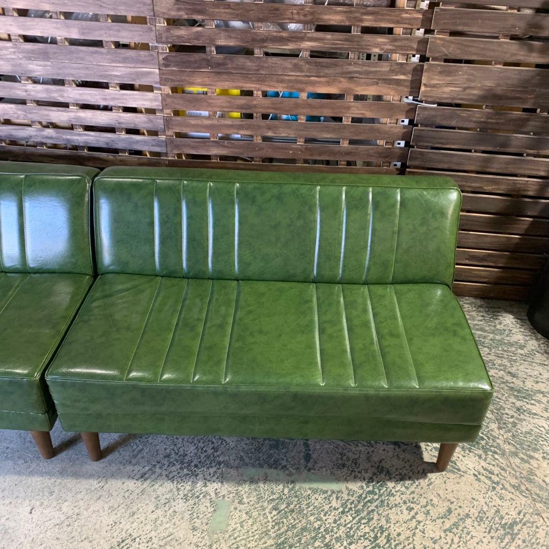 H425\" niko and コーナーソファ L字型 合皮 グリーン