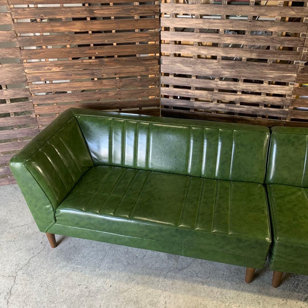 H425\" niko and コーナーソファ L字型 合皮 グリーン