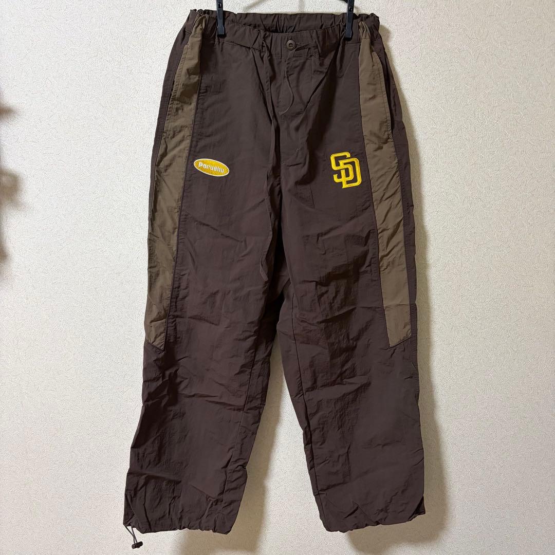 Perushu × MLB ナイロンブルゾン× ナイロンドローコードパンツセット