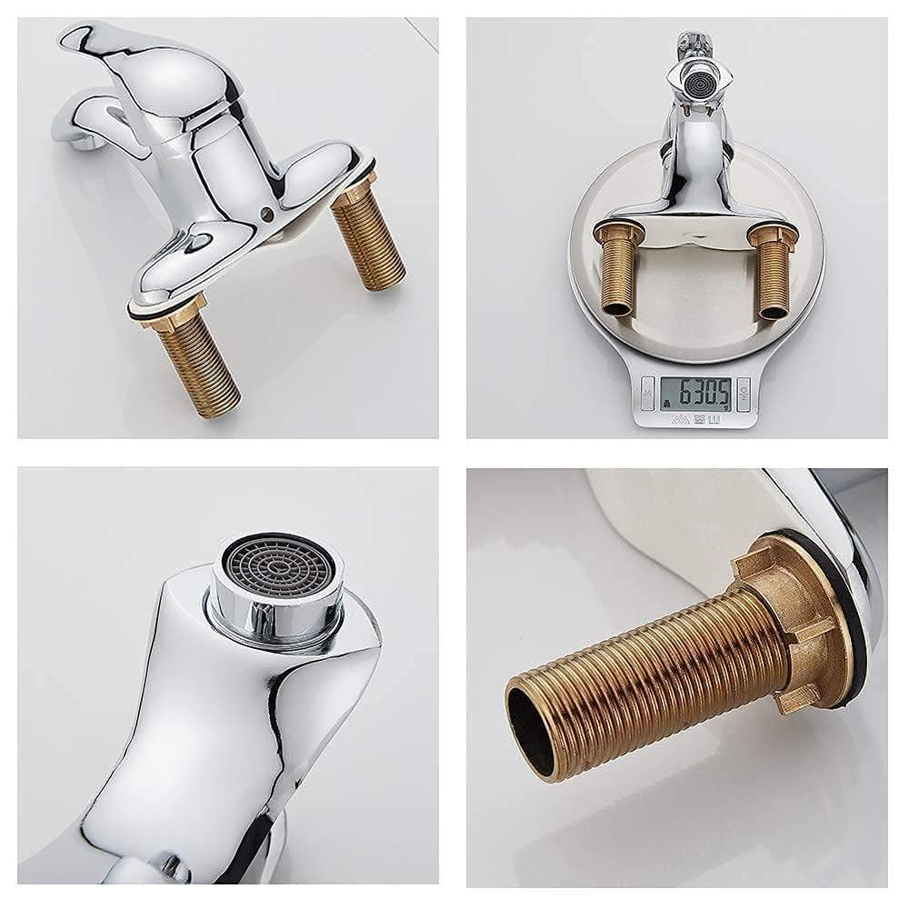 洗面台蛇口 2穴 洗面用混合水栓 ツーホール式 シングルレバー 洗面水栓