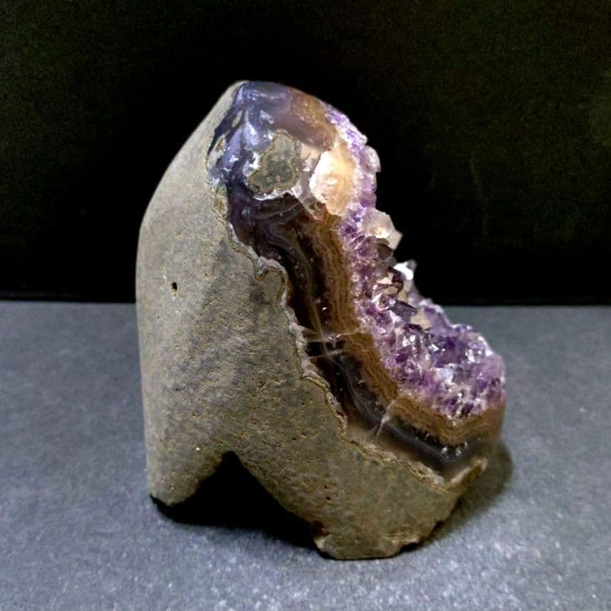 ☆希少☆縁起物☆高透明☆ウルグアイ産アメジストクラスター　瑪瑙共生　原石　⑩